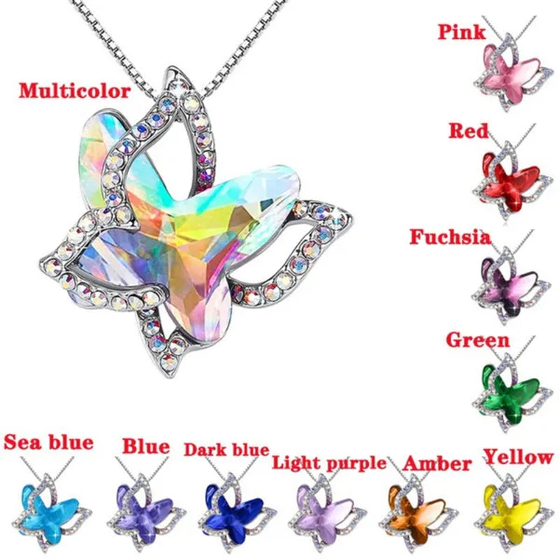 Fashion Crystal Butterfly Necklace Zircon Hollow Out Butterfly Pendant Engagement Necklaces for Women Insect Butterfly Jewelry Charm Accessories Birthday Party Anniversary Gift