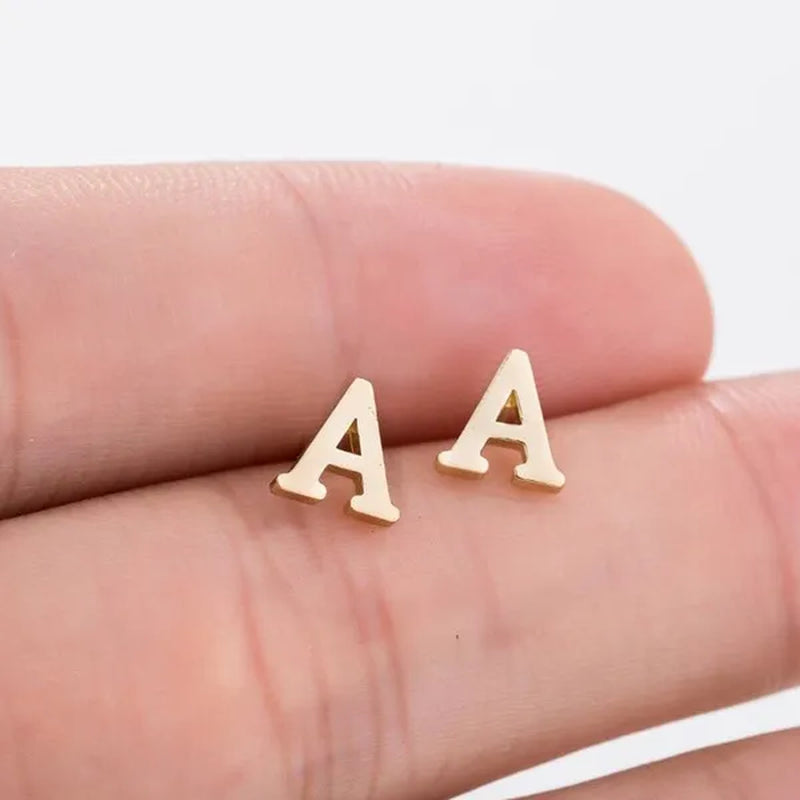 Fashion Stainless Steel Alphabet Stud Earring Lovely Tiny A-Z Letter Earrings Cute Simple Jewelry for Women Men Girls Gift