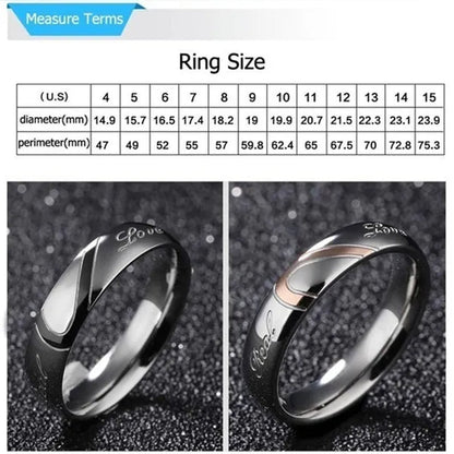 2 pcs / set . Heart of love couple titanium steel wedding rings for women fashion jewelry woman accessories silver ring women for man