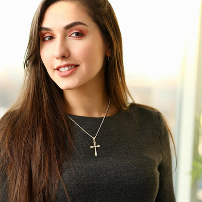 18K Gold Plated Stainless Steel Cross Necklace for Women, Dainty Cross Pendant Confirmation Necklace