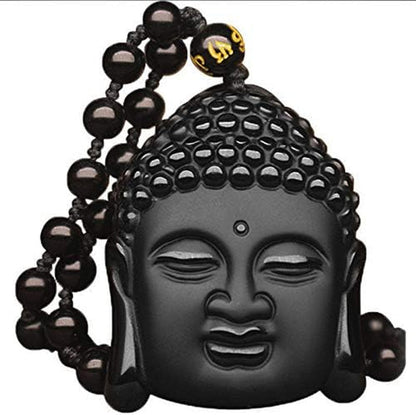 Wonderful Natural Genuine Black Obsidian Carved Buddha Lucky Blessing Pendant Necklace Carving Pendants Fashion