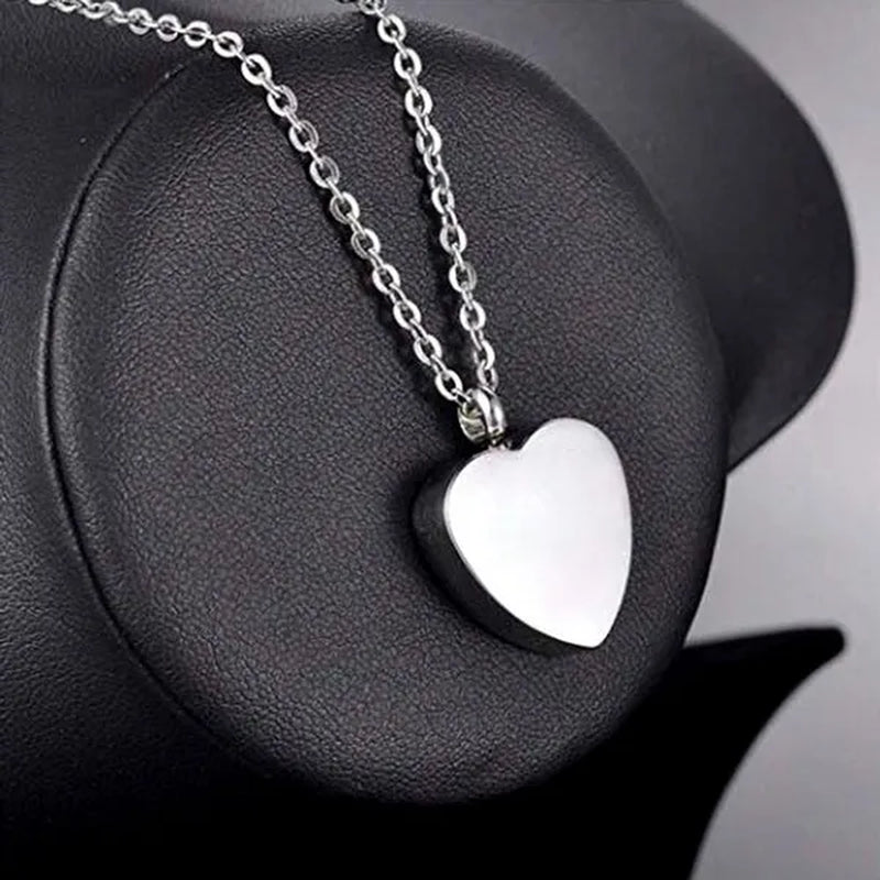 Heart Dove Pendant Necklace Cremation Jewelry Urn Stainless Steel Ashes Jar Keepsake-Forever in My Heart