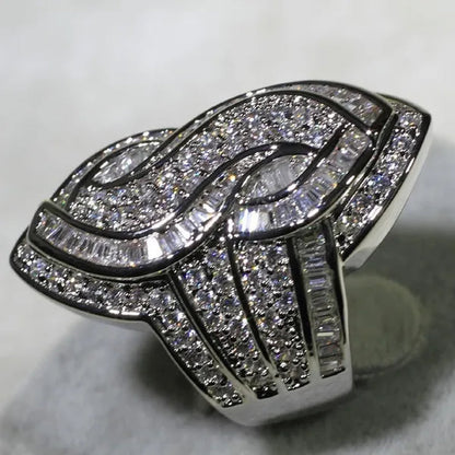Luxury Genuine White Sapphire S Wedding Engagement Ring Party Jewelry Gifts