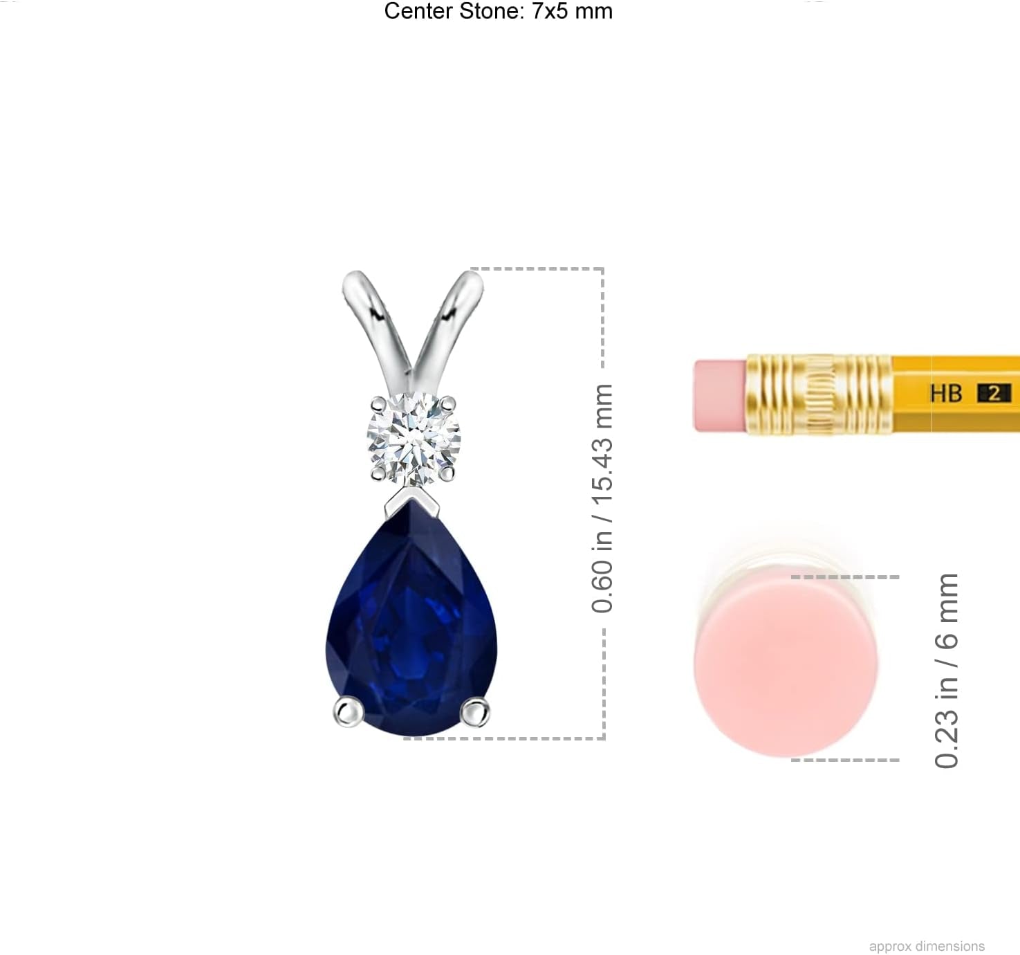 Natural 0.75 Carat Blue Sapphire Teardrop Pendant Necklace for Women, Girls with Diamond in 14K White Gold with 18 Inch Chain | September Birthstone Jewelry Gift