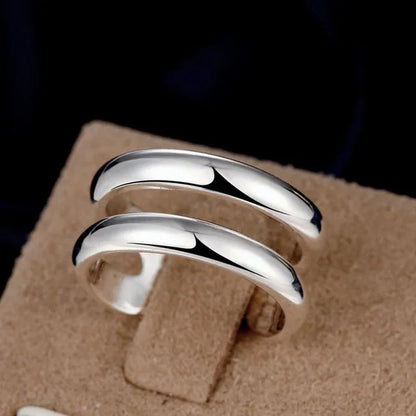 925 Sterling Silver Thumb Finger Ring Opening Double Lines with Vintage Fashion Silver Engagement Rings for Women Men