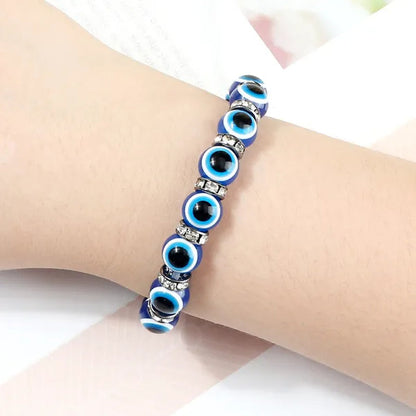 New Fashion Crystal Turkish Lucky Evil Eye Bracelets Blue Evil Eye Bead Bracelet Men Women Handmade Lucky Jewelry Charm Bracelet Female Dropshipping