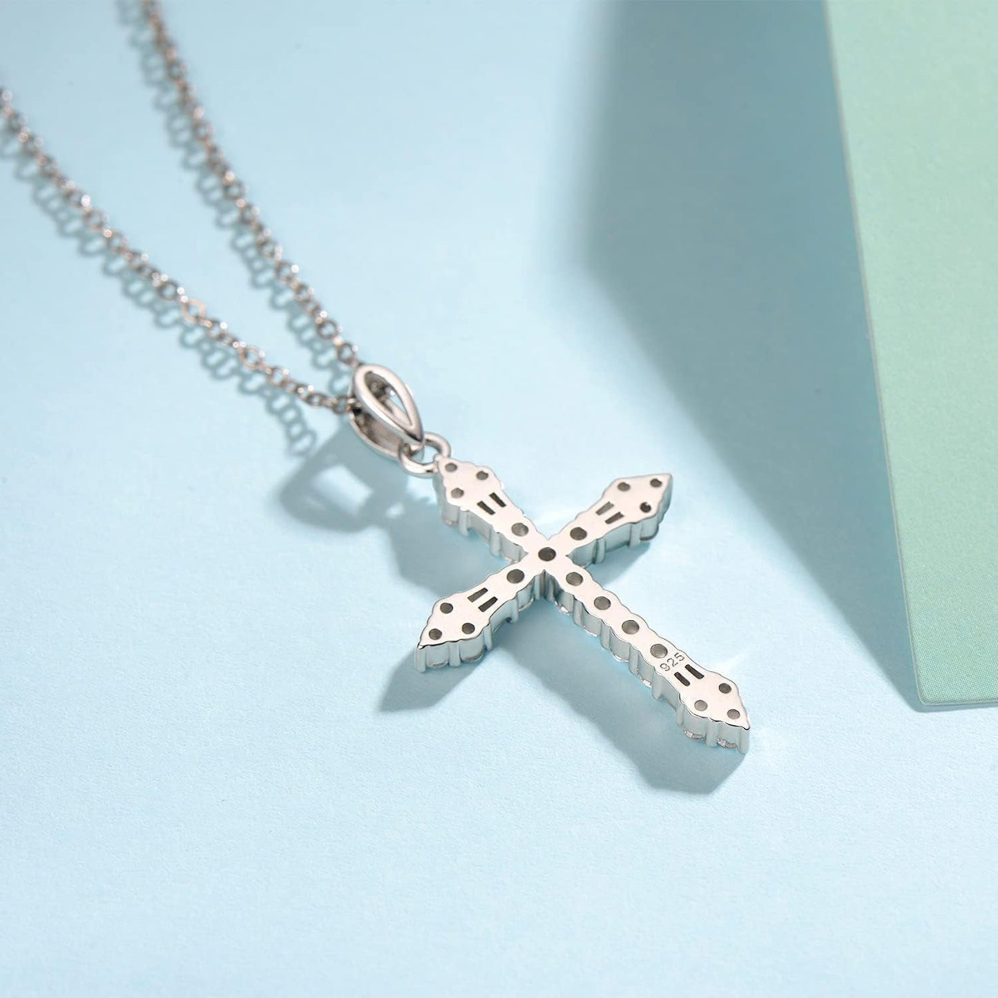 Cross Necklace for Women 925 Solid Sterling Silver Cubic Zirconia Twisted Cross Infinity Loop Princess Pendant Necklace Faithful for Women Girls, 18" Extender