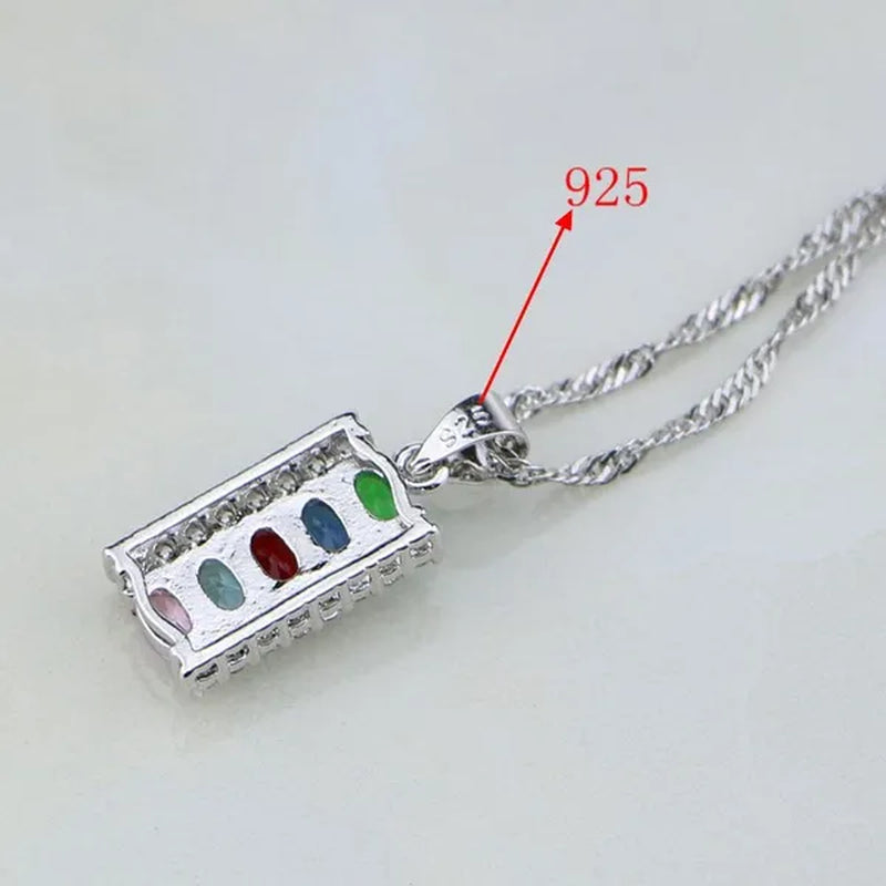 Multicolor 925 Silver Jewelry Set Mystic Topaz Jewelry Sets For Women Necklace/Earrings/Bracelet/Pendant/Ring 4PCS