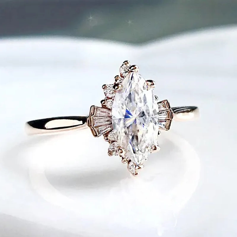 Vintage Ring, Marquise Engagement Ring, Marquise Ring, Art Deco Ring,Moissanite Ring,Diamond Ring,Vintage Engagement Ring Size 5-11 Bague Femme