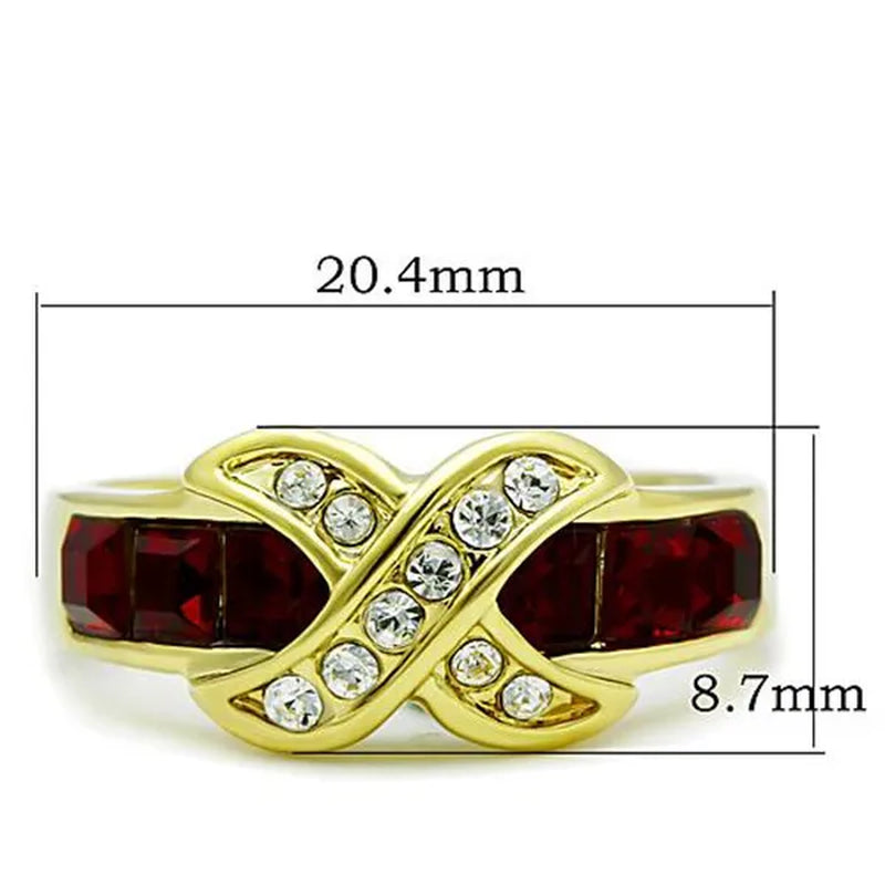 1.50 Ct Ruby Red CZ 14K Gold Plated Stainless Steel Fashion Ring Women's Size 5-10