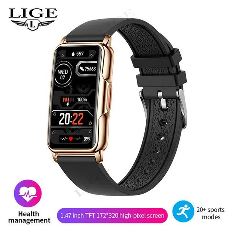 LIGE 2023 Newest 1.47-Inch Full Touch Sports Smart Bracelet Watch for Men and Women Fitness Tracker Health Monitors IP67 Waterproof Smart Wristbands Montre Connecter