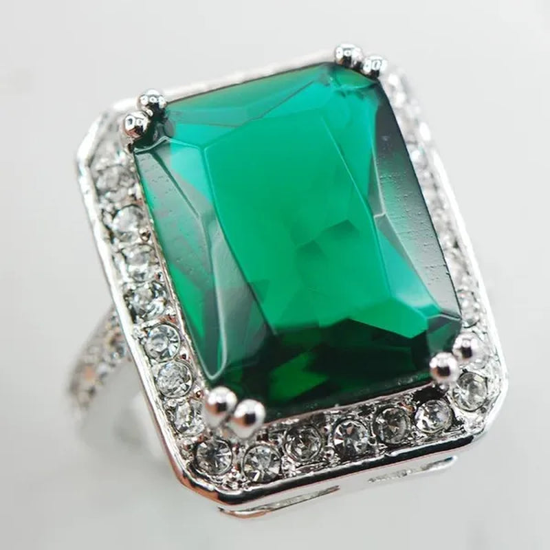 Emerald White Topaz 925 Sterling Silver Ring Size 7 8 9 10 11 F890