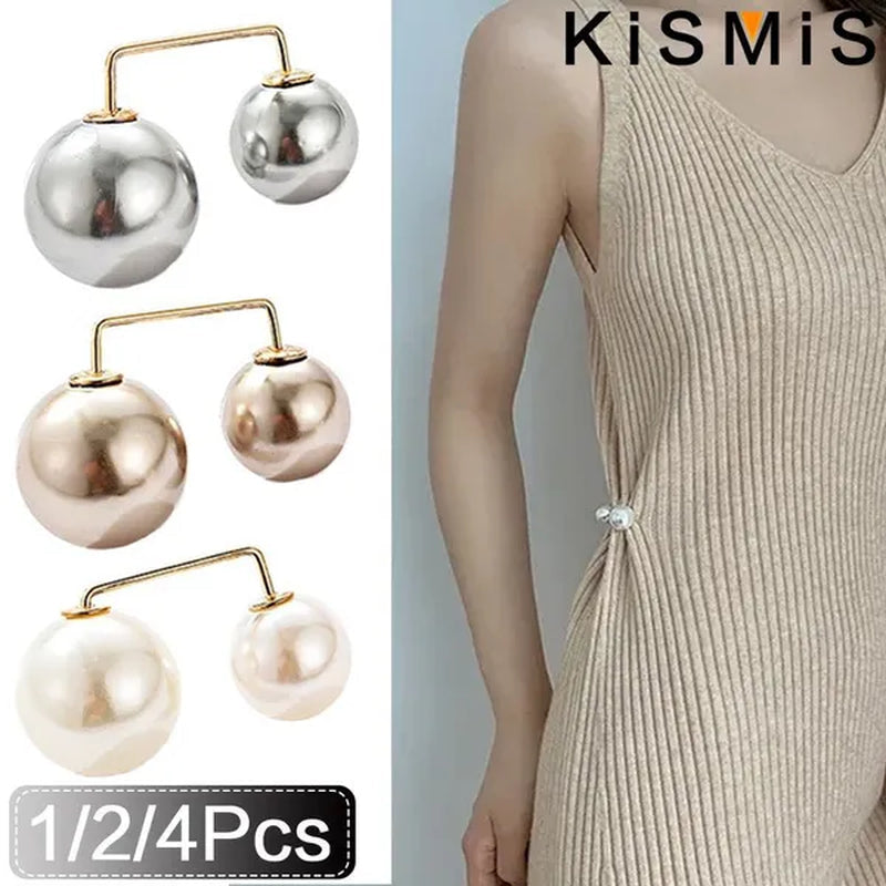 KISMIS 1/2/4Pcs Double Pearl Pins for Women Designer Female Brooches Clothing Accessories Simulated Pearl Sweater Knit Shirt Jewelry