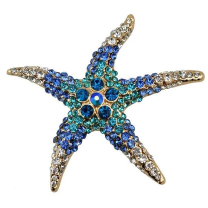 Starfish Brooches Blue Rhinestone Starfish Brooch Fashion Colorful Bridesmaid Wedding for Woman