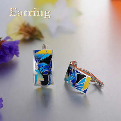 1/2/4/piece Set of Chinese and American Ethnic Style Abstract Drama Knife Horse Dan Abstract Face Contour Opera Mask 925 Sterling Silver Jewelry Jewelry Set Bride Engagement Wedding Jewelry Lover Gift Couple Necklace Anniversary Gift Jewelry