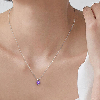 Heart Birthstone Necklace for Women - Dainty Heart Birthstone Pendant Sparkle 925 Sterling Silver Necklace Anniversary Birthday Gifts for Women Mom Wife Daughter Grandma Jewelry Gifts