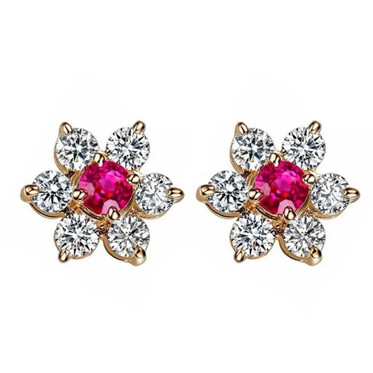 lady 18k white gold plated ruby snowflake ear studs AAAA zircon 925 silver women proposal earrings birthday party fashion jewelry