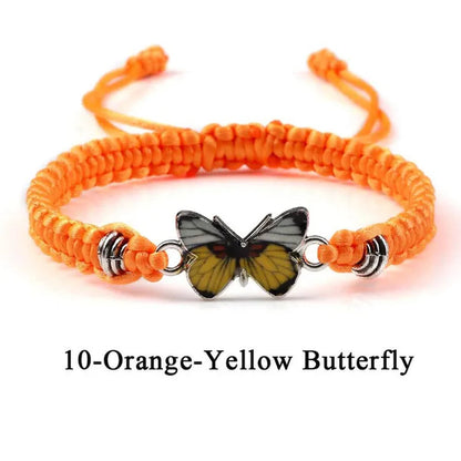 2022 Hot Adjustable Braided String Bracelet for Women Grey Butterfly Pendant Handmade Charm Bangles Fashion Girl Jewelry