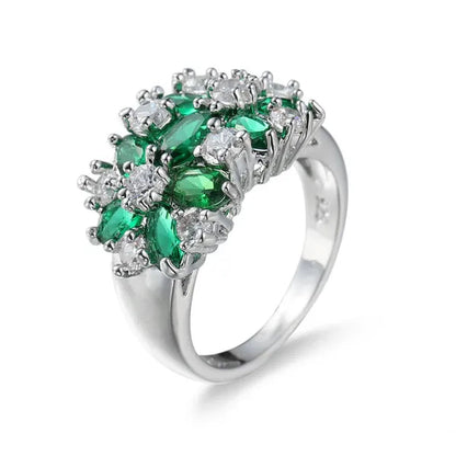 Fashion women 925 sterling  silver sapphire & white topaz gemstones Rings Size 6 7 8 9 10
