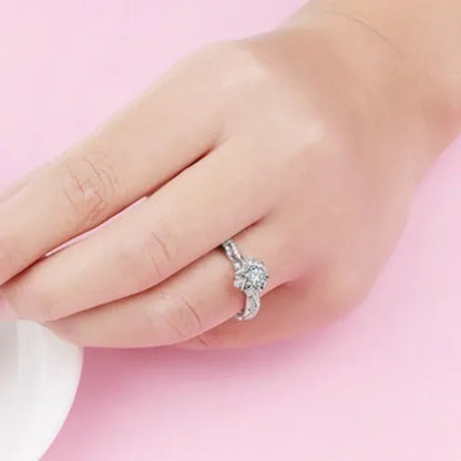 Dazzling Beautiful Women'S Fashion Exquisite Jewelry White Rhinestone Zircon Ring Romantic Bride Princess Engagement Wedding Ring Anniversary Gift Jewelry Size US4-12