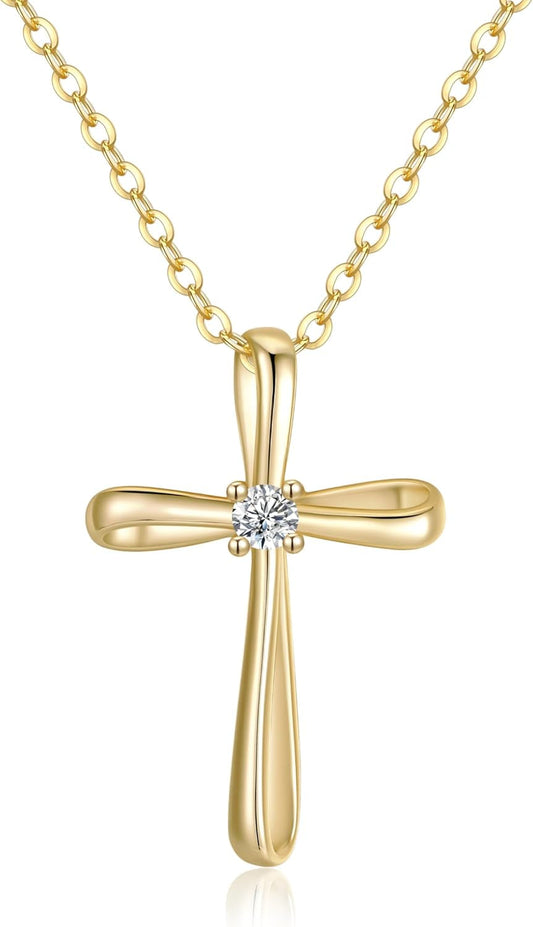 Dainty 925 Sterling Silver Cross Necklace for Women, Christian Confirmation Necklace