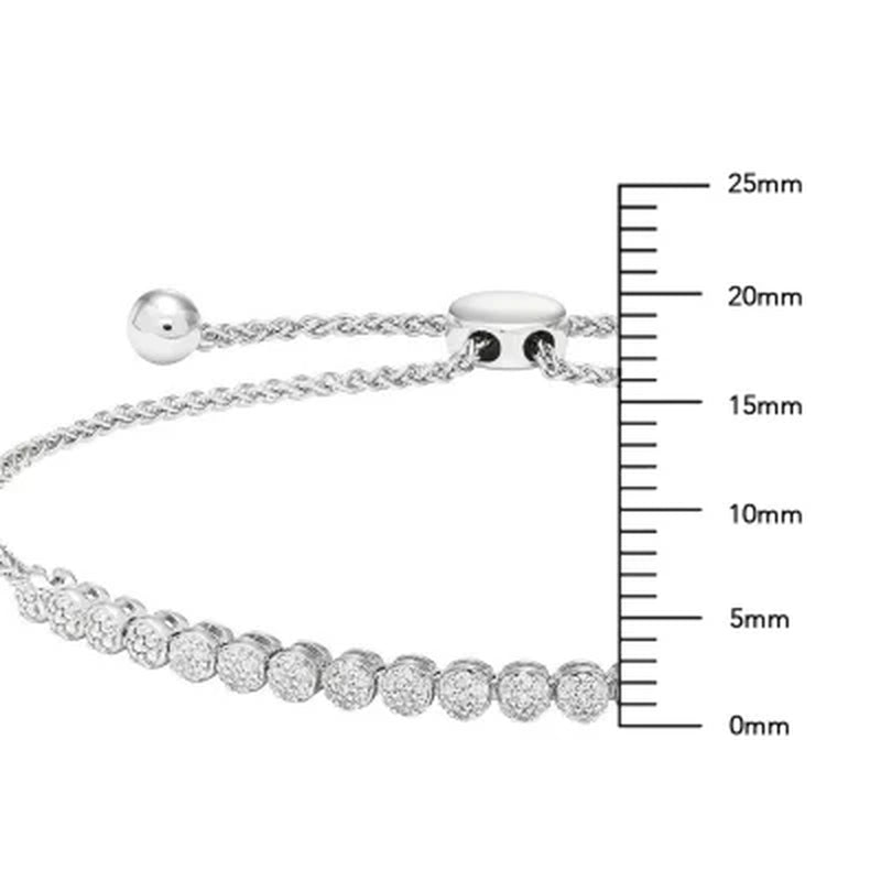 Sterling Silver and 0.25 CT. T.W. Diamond Tennis Style Bolo Bracelet
