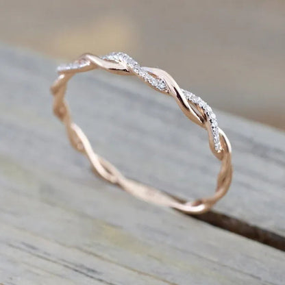 Diamond Ring Engagement Ring Diamond Anniversary Twined Vine Simple Infinity Eternity Ring Bridal Women Promise Ring Anniversary Gold Wedding Bands Size 4-10