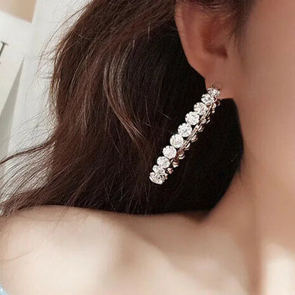 Fashion Silver Color Round Hoop Earrings for Women Romantic Bride Jewelry Wedding Accessories Party Gift