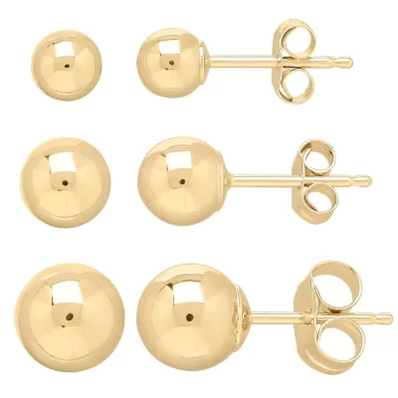 14K Yellow Gold 4-6 Mm Ball Stud Set