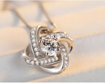 To My Daughter S925 Sterling Silver Cubic Zirconia Knot Necklace Message Card Gifts Daughter Birthday Gifts