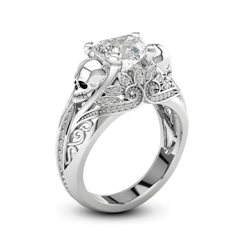 Exquisite Women's 925 Silver Plated Skull Ring Blue Crystal Punk Jewelry Gift Size 6-10 Arrow