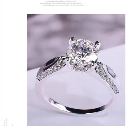 Colife Jewelry 100% Real Moissanite Ring for Daily Wear 1Ct VVS1 Moissanite Silver Ring 925 Silver Moissanite Jewelry