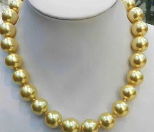 16mm Golden South Sea Shell Pearl Necklace 18"