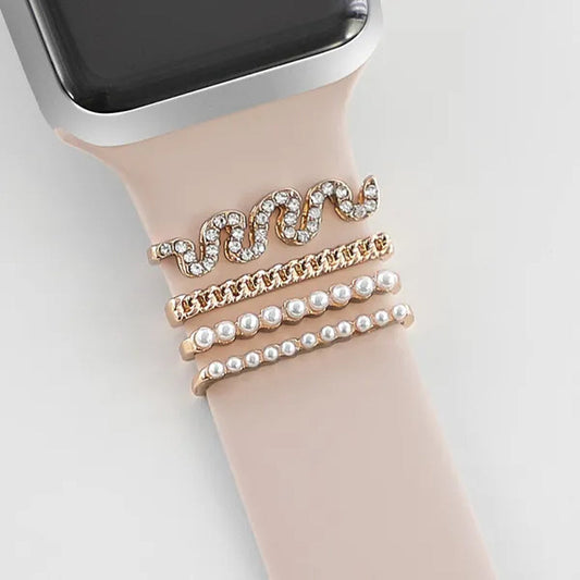 Yuiyuka Decoration Ring for Strap for Apple Watch Band Metal Decorative Charms Diamond Jewelry for Iwatch for Samsung Watchband for Huawei Watchstrap for 20/22Mm Watch Bracelet Leather Silicone Wristbands Accessories