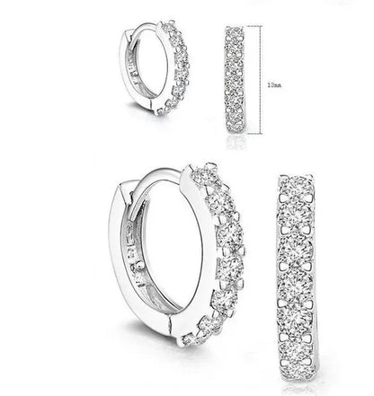 925 Sterling Silver Crystal Circle Earring For Women Making Jewelry Gift Wedding Party Engagement E024