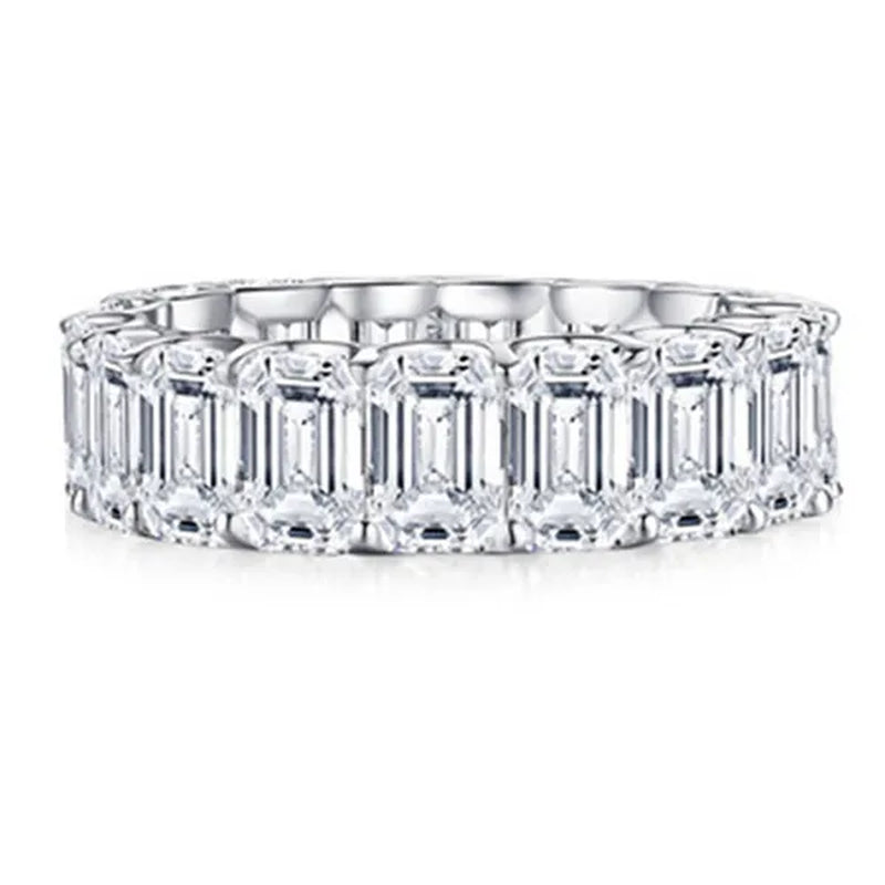 Personality Stackable Wedding Bands for Women Fashion 925 Sterling Silver Diamond Ring Shiny Natural Gemstone Luxury Jewelry Elegant Bride Engagement Party Accessories Promise Rings Size 5-11