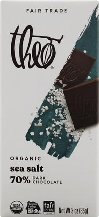 Sea Salt Organic Dark Chocolate Bar, 70% Cacao, 1 Bar | Vegan, Fair Trade