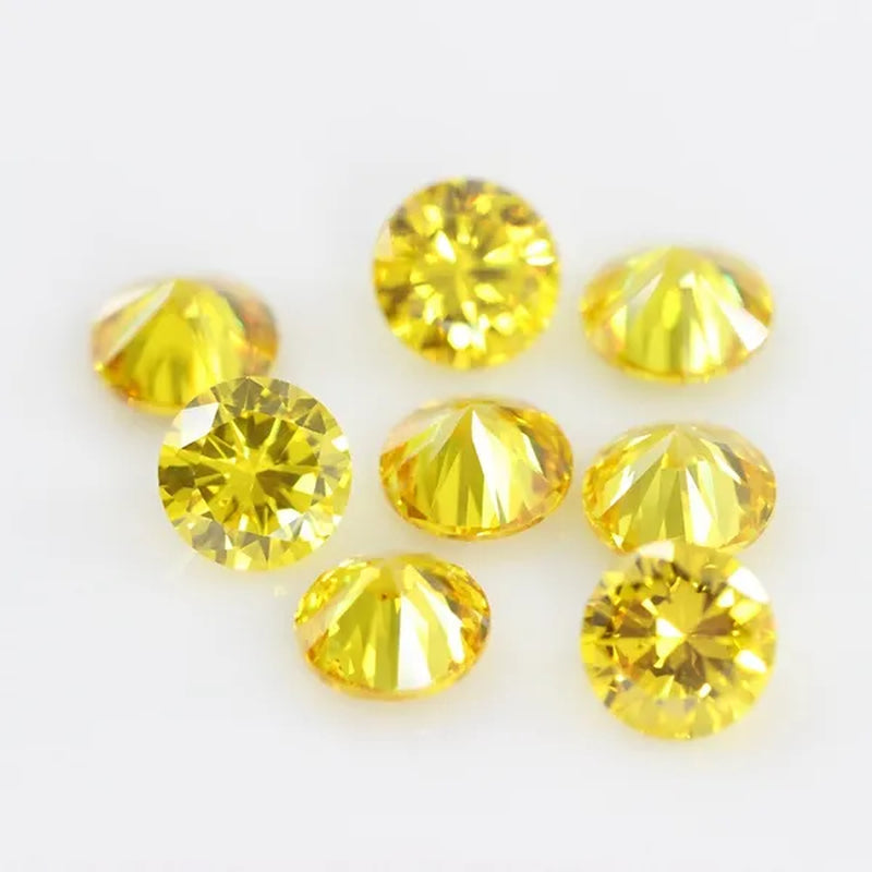 Golden Cubic Zirconia round Shape Brilliant Cut Loose CZ Stone Synthetic Gems for Jewelry