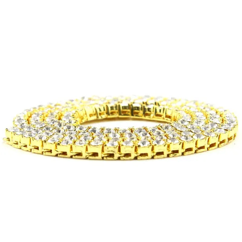 Gold Silver Clear Cz Stones Iced Out Men 1 Row 24inch 30inch Chain Hip Hop Necklace