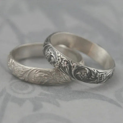 2Pcs Retro 925 Pure Silver Engagement Wedding Anniversary Set Ring Size 6-10