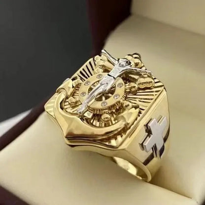 Luxury and Noble Men's Women's Fashion Cross Jesus Ring Size 6-13
