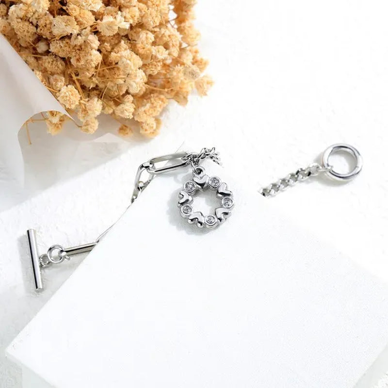 Stainless Steel CZ Bracelet Silver Rose Gold Color Love Heart Pattern Decorating Chain Bracelets