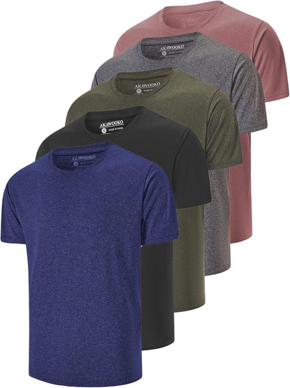 5 Pack Men'S Dry Fit T Shirts Athletic Running Gym Workout Short Sleeve Tee Shirts for Men
