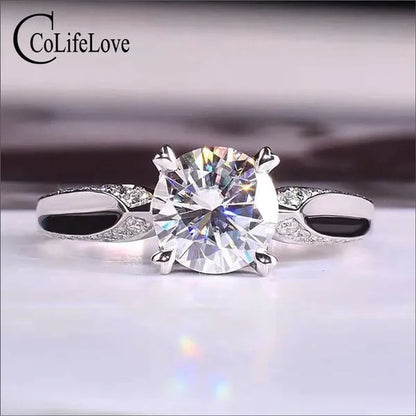 Colife Jewelry 100% Real Moissanite Ring for Daily Wear 1Ct VVS1 Moissanite Silver Ring 925 Silver Moissanite Jewelry