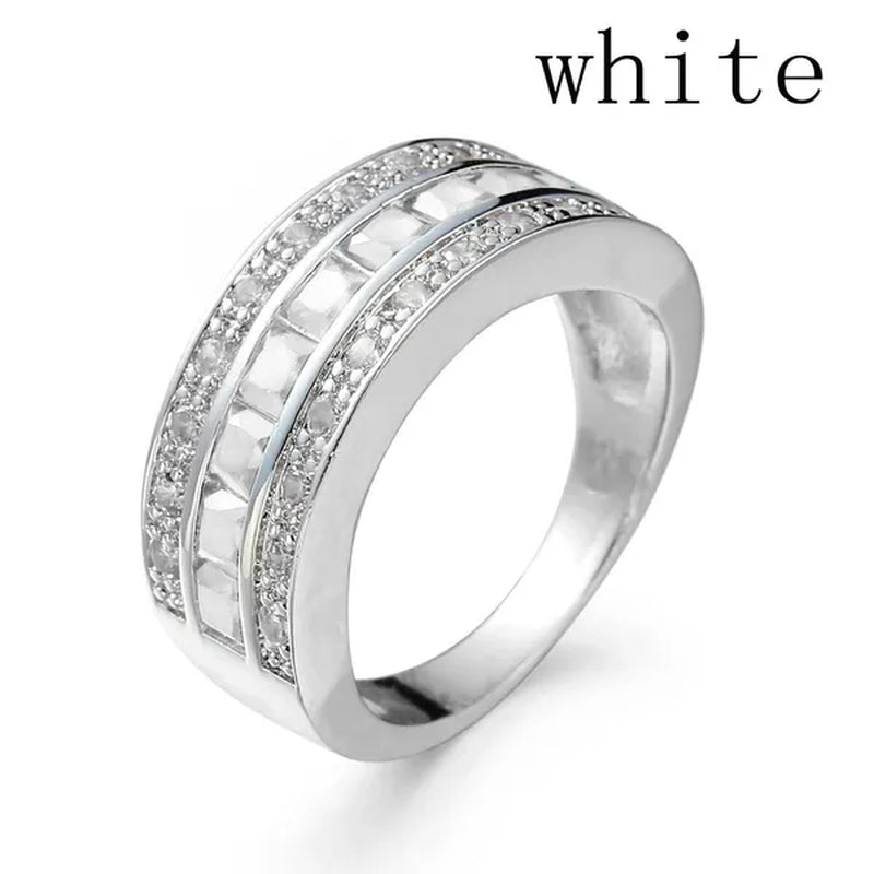 Fashion Women Men's Ruby CZ 925 Silver Plated Gem Ring Band Gift Size 7-11  (Choice Color and Size )