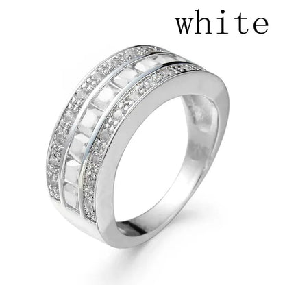 Fashion Women Men's Ruby CZ 925 Silver Plated Gem Ring Band Gift Size 7-11  (Choice Color and Size )