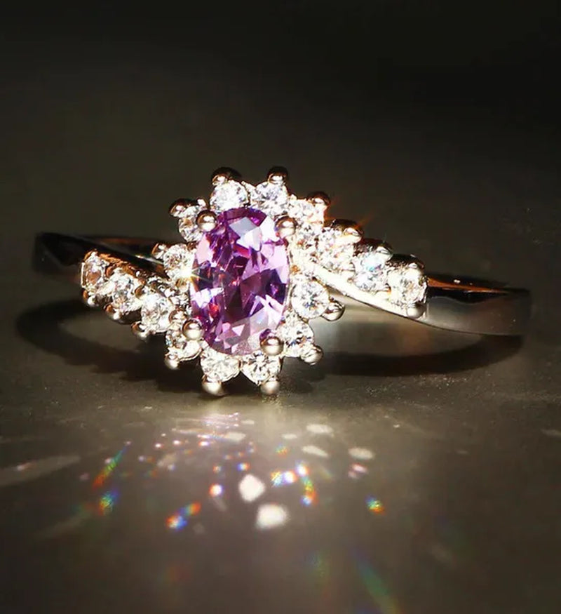 Exquisite Silver Natural Sapphire Gemstones Opal Birthstone Bride Princess Wedding Engagement Strange Ring Size 6 7 8 9 10