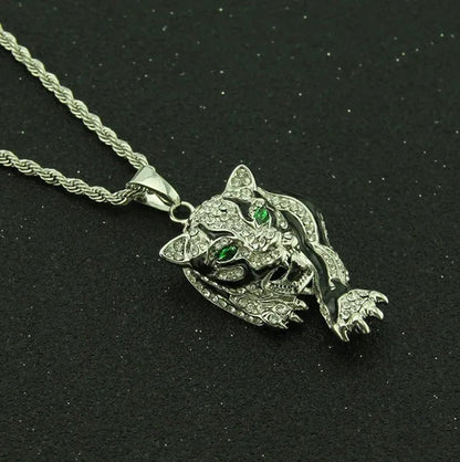 Three Dimensional Tiger Pendant Full of Diamond Domineering Necklace Men's Accessory Pendant