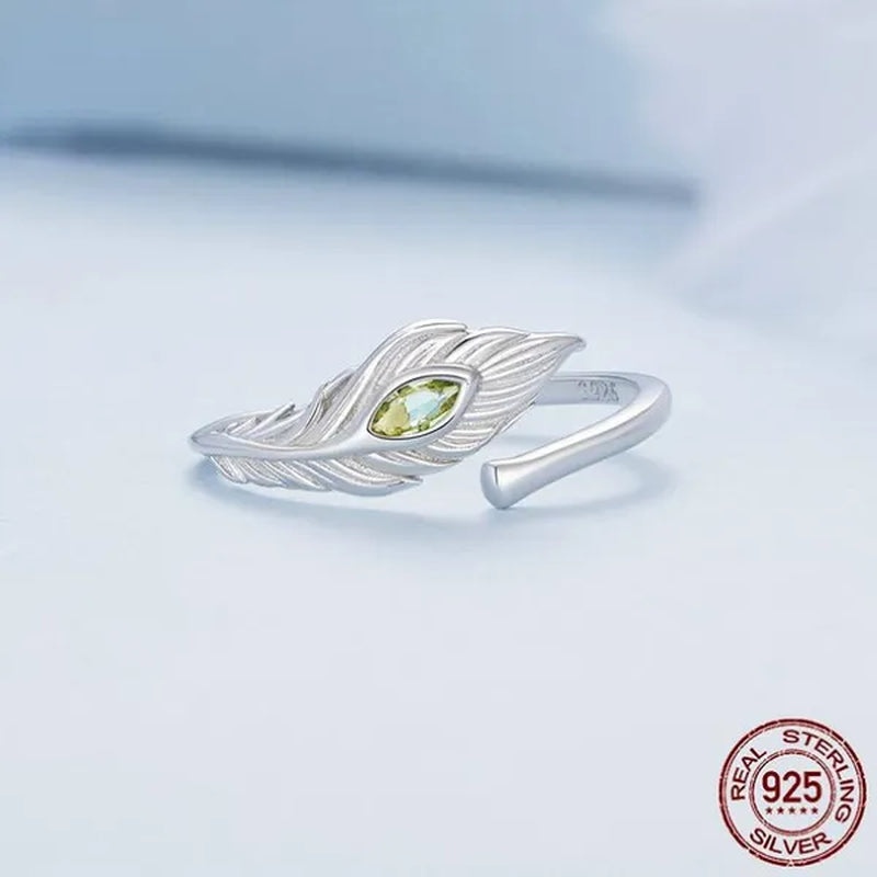 Peacock Feather Opening Ring for Women 925 Sterling Silver Fashion Jewelry Ring