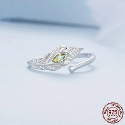 Peacock Feather Opening Ring for Women 925 Sterling Silver Fashion Jewelry Ring